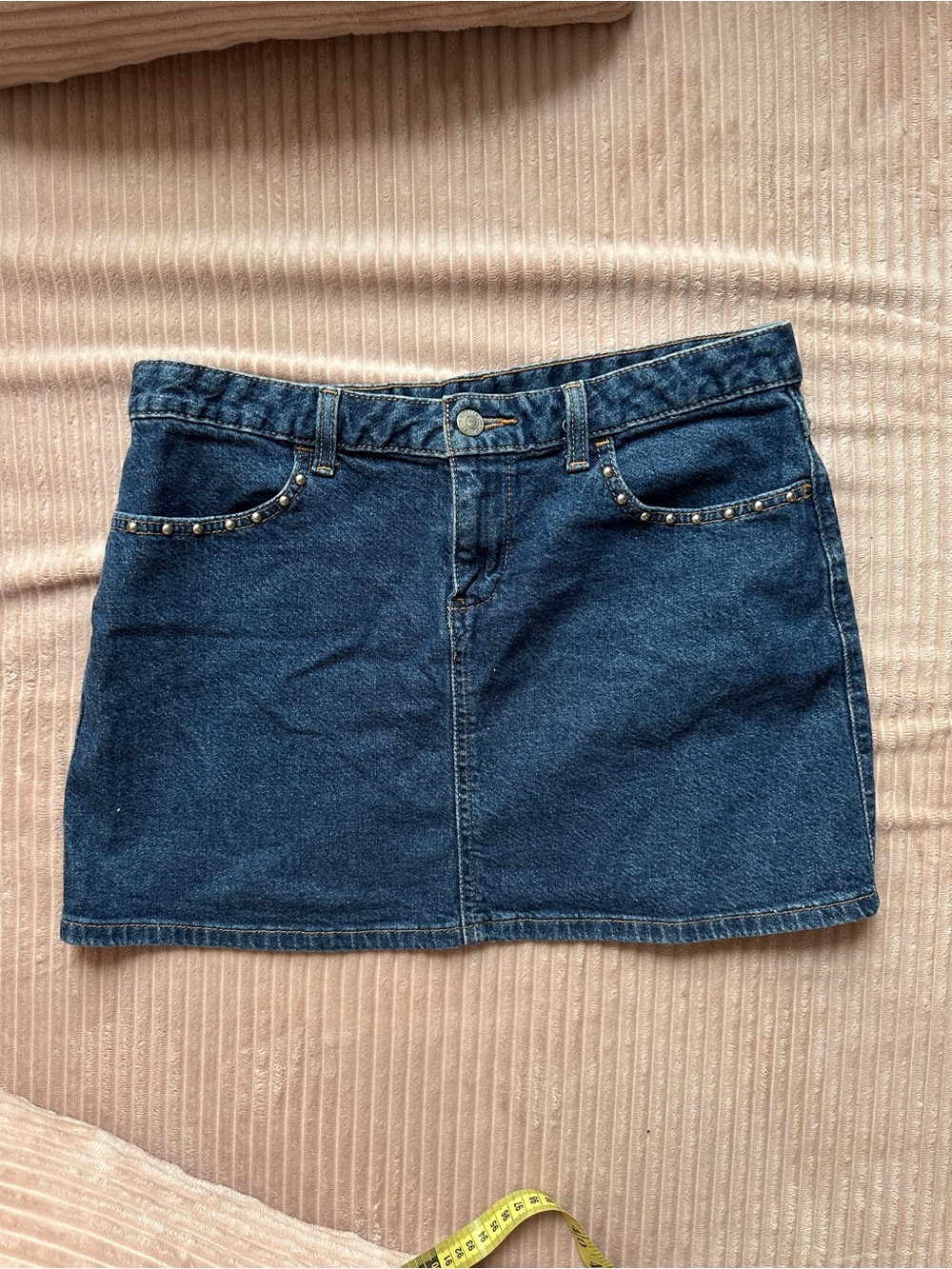Vintage Studded Denim Mini Skirt